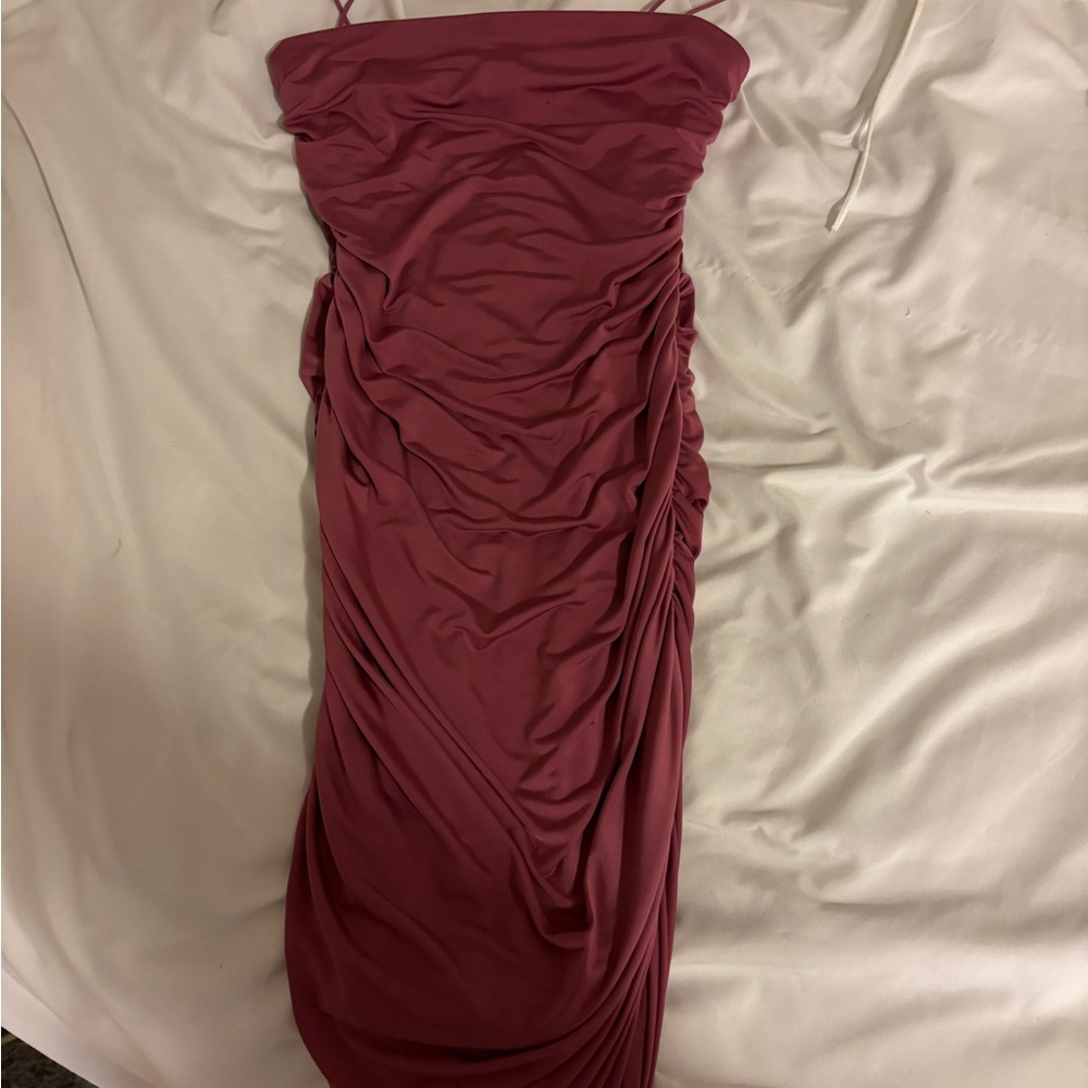 Elegant Ruched Pink Dress